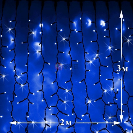 Светодиодный дождь (LED Плей Лайт), 2*3 м, синий, мерцающий
