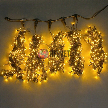 Гирлянда на деревья, 5 нитей по 20 м, с трансф, желтый