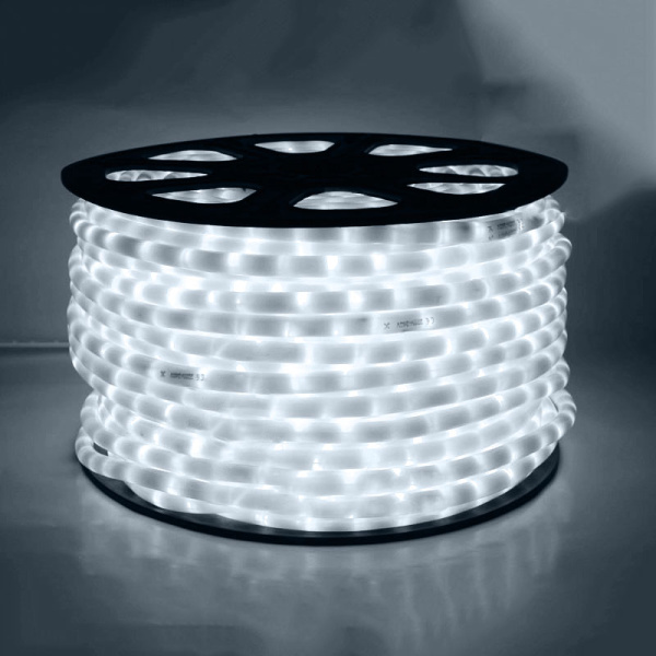 Дюралайт светодиодный двухжильный (фиксинг), ПВХ молочного цвета, 13 мм, белый