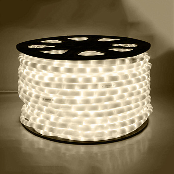 Дюралайт светодиодный двухжильный (фиксинг), ПВХ молочного цвета, 13 мм, теплый белый