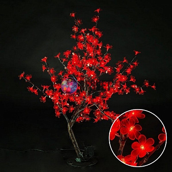 Световой вишневый куст, красный, высота 0,8м, диаметр 0,8м