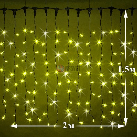 Светодиодный дождь (LED Плей Лайт), 2*1.5 м, желтый, мерцающий