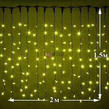 Световой дождь (LED Плей Лайт), 2*1.5м, желтый