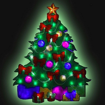 Световая фигура. Праздничная елка с яркими гирляндами