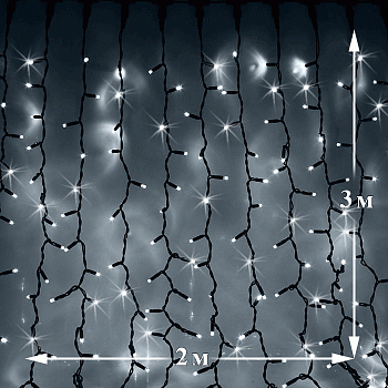 Светодиодный дождь (LED Плей Лайт), 2*3 м, белый, мерцающий