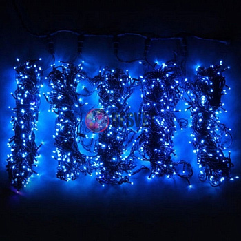 Гирлянда на деревья, 5 нитей по 20 м, с трансф, синий