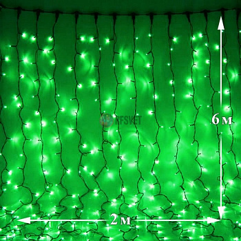 Световой дождь (LЕD Плей Лайт), 2*6м, зеленый