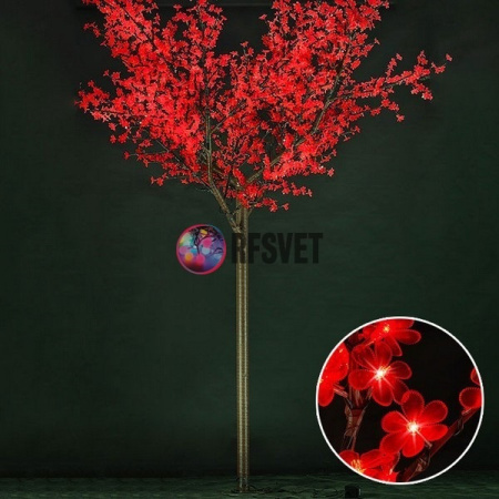 Световое дерево «Сакура», диаметр 3.0 м, высота 3.6 м, 2688 лепестков, красное