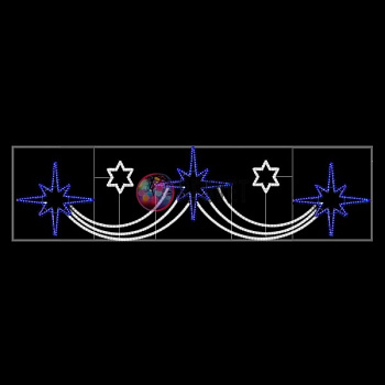 Световое панно "Кометы и звезды", размер 90*300см