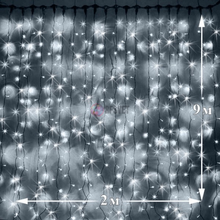 Светодиодный дождь (LED Плей Лайт), 2*9 м, белый, мерцающий