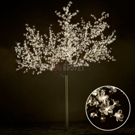 Световое дерево «Сакура», диаметр 2,0 м,высота 2,5 м, 1728 лепестка теплое белое