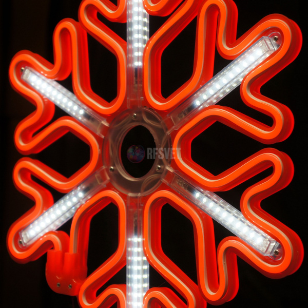 Светодиодная снежинка с динамикой, 40*40см, красная