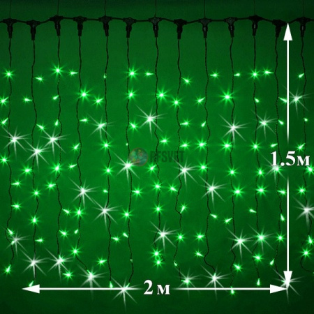 Светодиодный дождь (LED Плей Лайт), 2*1.5 м, зеленый, мерцающий