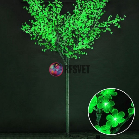 Световое дерево «Сакура», диаметр 3.0 м, высота 3.6 м, 2688 лепестков, зеленое
