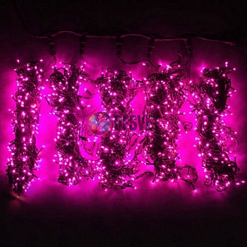 Гирлянда на деревья, 5 нитей по 20 м, с трансф, розовый