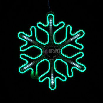 Светодиодная снежинка с динамикой, 40*40см, зеленая