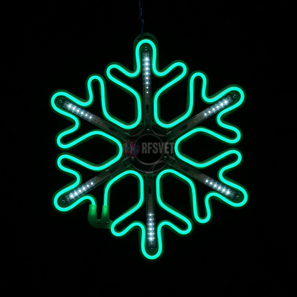 Светодиодная снежинка с динамикой, 40*40см, зеленая