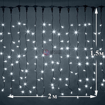 Световой дождь (LED Плей Лайт), IP65 каучук, 2*1.5м, белый