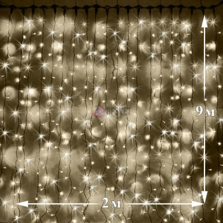 Светодиодный дождь (LED Плей Лайт), 2*9 м, теплый белый, мерцающий