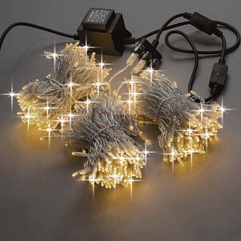 Гирлянда на деревья, 3 нитb по 20 м, с трансф, теплый белый, мерцающий