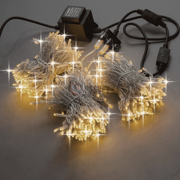 Гирлянда на деревья, 3 нитb по 20 м, с трансф, теплый белый, мерцающий