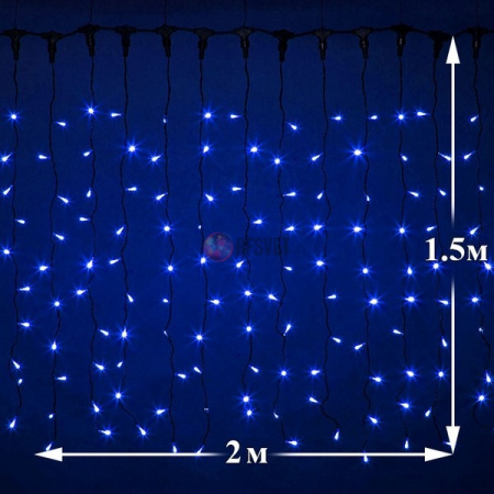 Световой дождь (LED Плей Лайт), IP65 каучук, 2*1.5м, синий