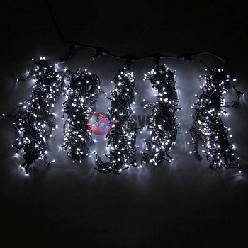 Гирлянда на деревья, 5 нитей по 20 м, с трансф, белый