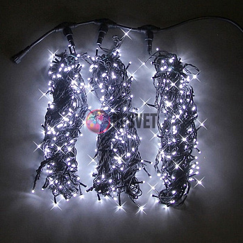 Гирлянда на деревья, 3 нити по 20 м, с трансф, белый