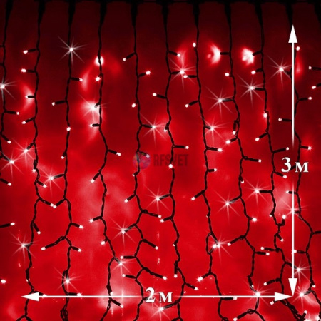 Светодиодный дождь (LED Плей Лайт), 2*3 м, красный, мерцающий