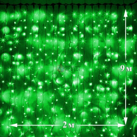 Световой дождь (LED Плей Лайт), Ф 2*9м, зеленый