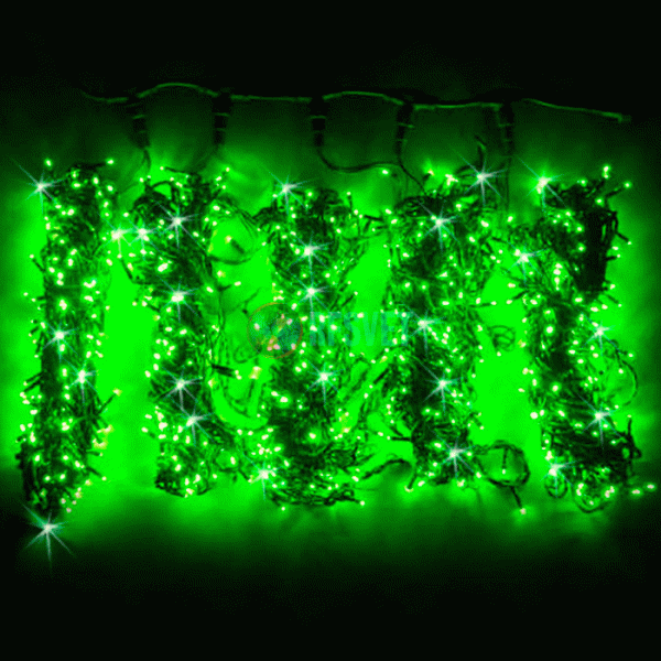 Гирлянда на деревья, 5 нитей по 20 м, с трансф, зеленый, мерцающий