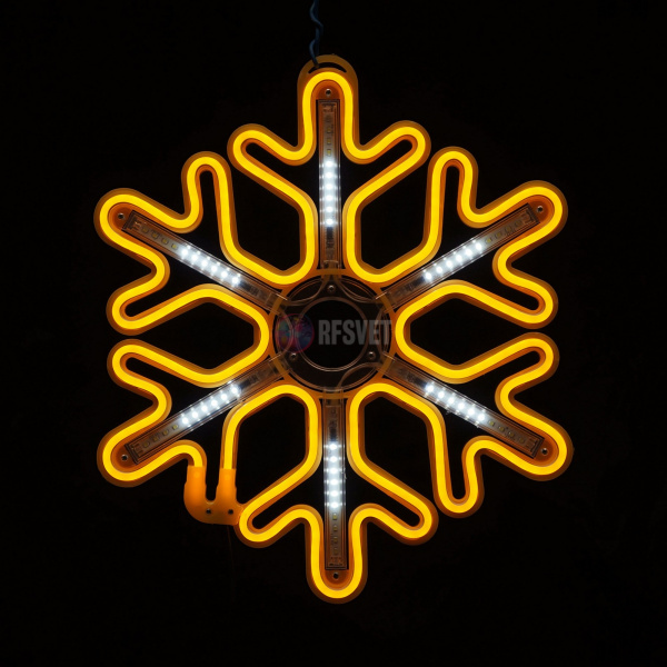 Светодиодная снежинка с динамикой, 40*40см, желтая