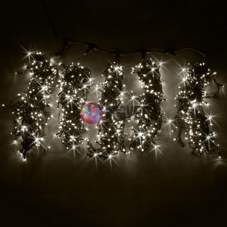 Гирлянда на деревья, 5 нитей по 20 м, с трансф, теплый белый, мерцающий