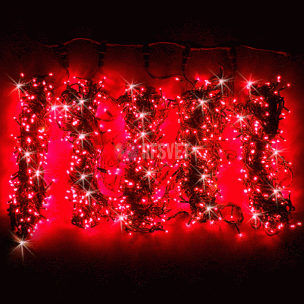 Гирлянда на деревья, 5 нитей по 20 м, с трансф, красный, мерцающий
