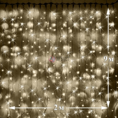Светодиодный дождь (LED Плей Лайт), 2*9 м, теплый белый, мерцающий
