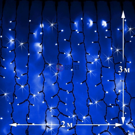 Светодиодный дождь (LED Плей Лайт), 2*3 м, синий, мерцающий