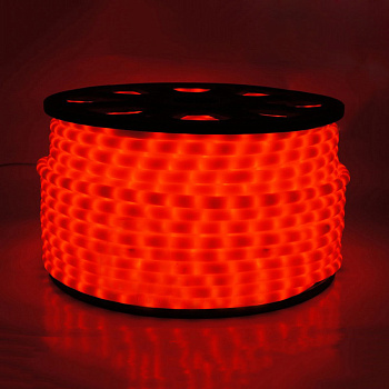 Дюралайт светодиодный двухжильный (фиксинг), ПВХ молочного цвета, 13 мм, красный