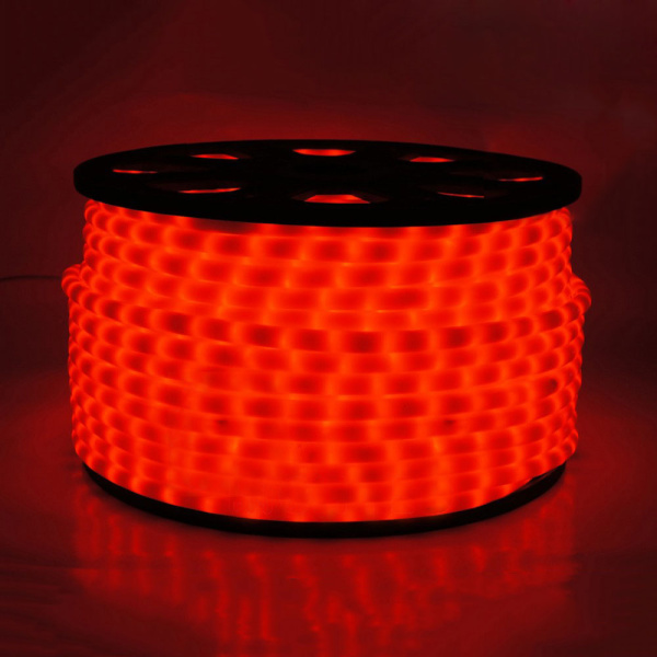 Дюралайт светодиодный двухжильный (фиксинг), ПВХ молочного цвета, 13 мм, красный