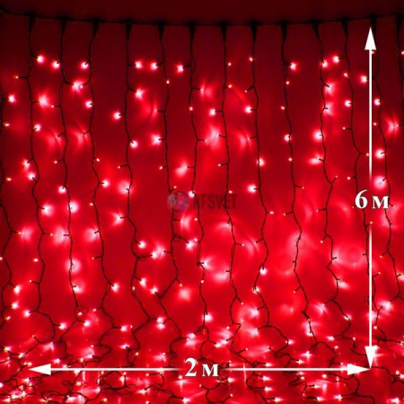 Световой дождь (LED Плей Лайт), 2*6м, красный