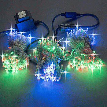 Гирлянда на деревья, 3 нити по 20 м, мульти FLASH