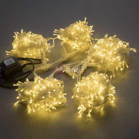 Гирлянда на деревья, 5 нитей по 20 м,   белый теплый FLASH