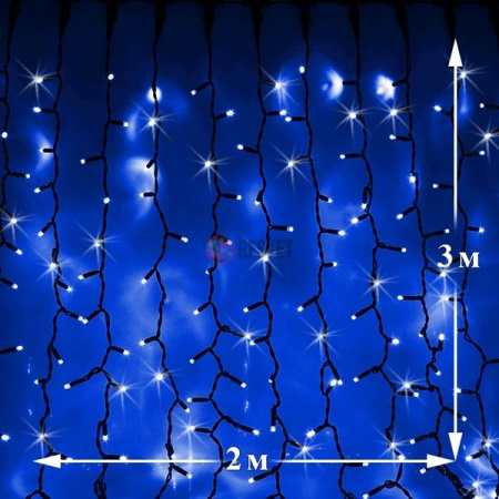 Светодиодный дождь (LED Плей Лайт), 2*3 м, синий, мерцающий