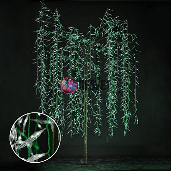 Светодиодное дерево «Ива плакучая», 2.5*1.5 м, белая