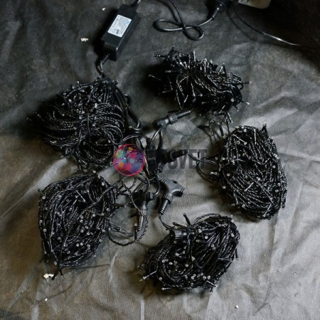 Гирлянда на деревья, 5 нитей по 20 м, с трансф, зеленый