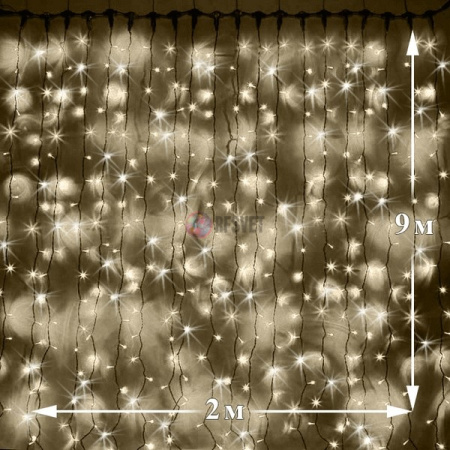 Светодиодный дождь (LED Плей Лайт), 2*9 м, теплый белый, мерцающий