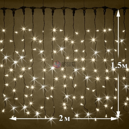 Светодиодный дождь (LED Плей Лайт), 2*1.5 м, теплый белый, мерцающий