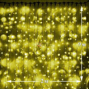 Световой дождь (LED Плей Лайт), 2*9м, желтый