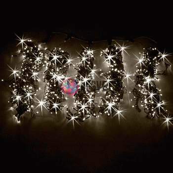 Гирлянда на деревья, 5 нитей по 20 м, с трансф, теплый белый, мерцающий