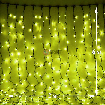 Световой дождь (LED Плей Лайт), 2*6м, желтый
