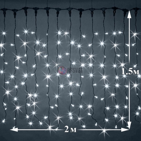 Светодиодный дождь (LED Плей Лайт), 2*1.5 м, белый, мерцающий